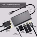Mini Dock USB-C HDMI VGA LAN - 2 USB-A +SD+Audio USB-C PD 100W - 310756 – Image 2