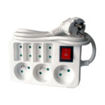 Multiprise 3 + 4 prises bipolaires avec interrupteur blanche - 1,5 m - DEXLAN